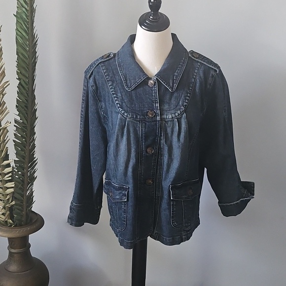motto Jackets & Blazers - MOTTO Blue Denim Jacket with Shoulder and Yoke Detail
